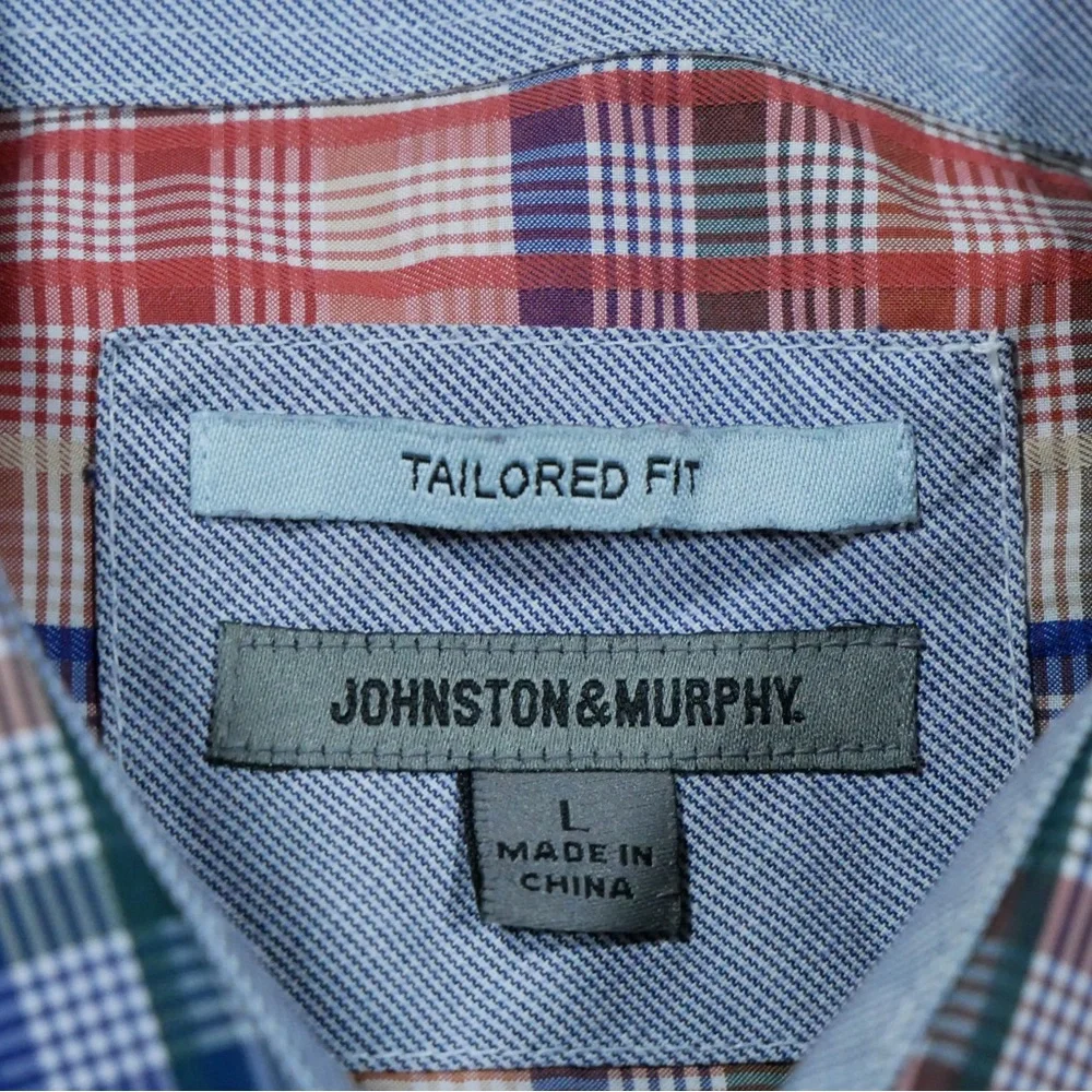Johnston & Murphy Red and Blue Plaid Shirt - Picture 2 of 5